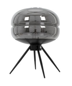 GloboStar® JAVAN 00738 Μοντέρνο Επιτραπέζιο Φωτιστικό Πορτατίφ Μονόφωτο 1 x E27 IP20 Ασημί Γυαλί με Μαύρο Μέταλλο - Μ30 x Π30 x Υ19cm 15 00738 4