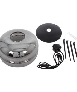 GloboStar® JAVAN 00738 Μοντέρνο Επιτραπέζιο Φωτιστικό Πορτατίφ Μονόφωτο 1 x E27 IP20 Ασημί Γυαλί με Μαύρο Μέταλλο - Μ30 x Π30 x Υ19cm 20 00738 9