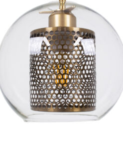 GLOBOSTAR® AVERY 00739 Μοντέρνο Κρεμαστό Φωτιστικό Οροφής με Ντουί 1 x E27 AC 220-240V IP20 - Διάφανο & Χρυσό - Μ18 x Π18 x Υ38cm 15 00739 5