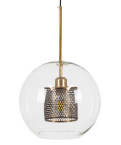 GLOBOSTAR® AVERY 00740 Μοντέρνο Κρεμαστό Φωτιστικό Οροφής με Ντουί 1 x E27 AC 220-240V IP20 - Διάφανο & Χρυσό - Μ30 x Π30 x Υ48cm 14 00740 4