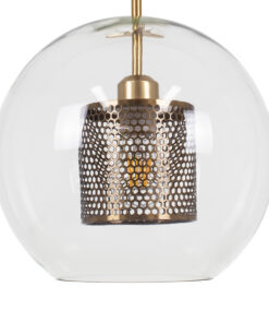 GLOBOSTAR® AVERY 00740 Μοντέρνο Κρεμαστό Φωτιστικό Οροφής με Ντουί 1 x E27 AC 220-240V IP20 - Διάφανο & Χρυσό - Μ30 x Π30 x Υ48cm 15 00740 5