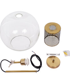 GLOBOSTAR® AVERY 00740 Μοντέρνο Κρεμαστό Φωτιστικό Οροφής με Ντουί 1 x E27 AC 220-240V IP20 - Διάφανο & Χρυσό - Μ30 x Π30 x Υ48cm 18 00740 8