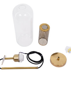 GLOBOSTAR® AVERY 00741 Μοντέρνο Κρεμαστό Φωτιστικό Οροφής με Ντουί 1 x E27 AC 220-240V IP20 - Διάφανο & Χρυσό - Μ15 x Π15 x Υ60cm 21 00741 9