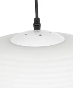 GLOBOSTAR® FREYA 00747 Μοντέρνο Κρεμαστό Φωτιστικό Οροφής με Ντουί 1 x E27 AC 220-240V IP20 - Λευκό & Ασημί - Μ34 x Π34 x Υ23cm 17 00747 7