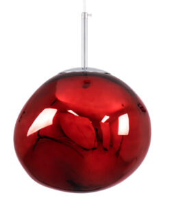 GLOBOSTAR® DIXAR 00762 Μοντέρνο Κρεμαστό Φωτιστικό Οροφής με Ντουί 1 x E27 AC 220-240V IP20 - Κόκκινο & Ασημί - Μ28 x Π28 x Υ40cm 12 00762 3