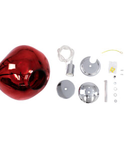 GLOBOSTAR® DIXAR 00762 Μοντέρνο Κρεμαστό Φωτιστικό Οροφής με Ντουί 1 x E27 AC 220-240V IP20 - Κόκκινο & Ασημί - Μ28 x Π28 x Υ40cm 16 00762 7