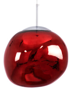 GLOBOSTAR® DIXAR 00763 Μοντέρνο Κρεμαστό Φωτιστικό Οροφής με Ντουί 1 x E27 AC 220-240V IP20 - Κόκκινο & Ασημί - Μ36 x Π36 x Υ45cm 12 00763 3