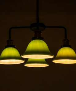 GloboStar® LIBRARY 00769 Vintage Φωτιστικό Οροφής Καμπάνα Πολύφωτο 4 x E27 IP20 Μαύρο & Χρυσό Μέταλλο με Πράσινο Γυαλί - Μ57 x Π57 x Υ90cm 10 00769 2