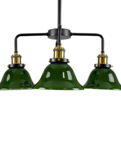 GloboStar® LIBRARY 00769 Vintage Φωτιστικό Οροφής Καμπάνα Πολύφωτο 4 x E27 IP20 Μαύρο & Χρυσό Μέταλλο με Πράσινο Γυαλί - Μ57 x Π57 x Υ90cm 13 00769 5