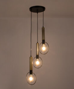 Alternative view of GLOBOSTAR® OLVERO 00773 Μοντέρνο Κρεμαστό Φωτιστικό Οροφής με Ντουί 3 x E27 AC 220-240V IP20 - Μαύρο & Χρυσό - Μ30 x Π30 x Y130cm