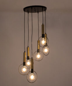 Alternative view of GLOBOSTAR® OLVERO 00774 Μοντέρνο Κρεμαστό Φωτιστικό Οροφής με Ντουί 6 x E27 AC 220-240V IP20 - Μαύρο & Χρυσό - Μ55 x Π55 x Y130cm