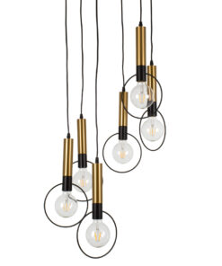 GLOBOSTAR® OLVERO 00774 Μοντέρνο Κρεμαστό Φωτιστικό Οροφής με Ντουί 6 x E27 AC 220-240V IP20 - Μαύρο & Χρυσό - Μ55 x Π55 x Y130cm 14 00774 4