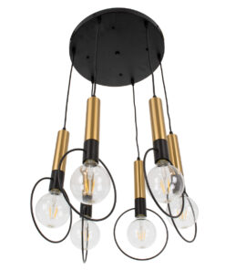 GLOBOSTAR® OLVERO 00774 Μοντέρνο Κρεμαστό Φωτιστικό Οροφής με Ντουί 6 x E27 AC 220-240V IP20 - Μαύρο & Χρυσό - Μ55 x Π55 x Y130cm 16 00774 6