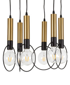 GLOBOSTAR® OLVERO 00774 Μοντέρνο Κρεμαστό Φωτιστικό Οροφής με Ντουί 6 x E27 AC 220-240V IP20 - Μαύρο & Χρυσό - Μ55 x Π55 x Y130cm 17 00774 7