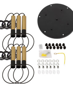 GLOBOSTAR® OLVERO 00774 Μοντέρνο Κρεμαστό Φωτιστικό Οροφής με Ντουί 6 x E27 AC 220-240V IP20 - Μαύρο & Χρυσό - Μ55 x Π55 x Y130cm 19 00774 9