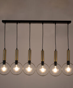 Alternative view of GLOBOSTAR® OLVERO 00776 Μοντέρνο Κρεμαστό Φωτιστικό Οροφής με Ντουί 6 x E27 AC 220-240V IP20 - Μαύρο & Χρυσό - Μ110 x Π18 x Y130cm