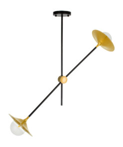 GloboStar® JOLIET 00778 Μοντέρνο Φωτιστικό Οροφής Πλέγμα Δίφωτο 2 x G9 IP20 Μαύρο & Χρυσό Μέταλλο - Μ93 x Π20 x Υ100cm 14 00778 3