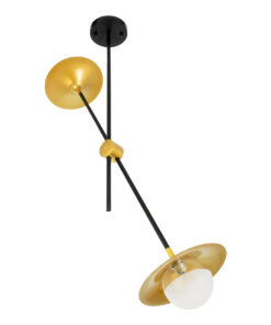 GloboStar® JOLIET 00778 Μοντέρνο Φωτιστικό Οροφής Πλέγμα Δίφωτο 2 x G9 IP20 Μαύρο & Χρυσό Μέταλλο - Μ93 x Π20 x Υ100cm 16 00778 5