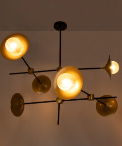 Alternative view of GloboStar® JOLIET 00780 Μοντέρνο Φωτιστικό Οροφής Πλέγμα Πολύφωτο 6 x G9 IP20 Μαύρο & Χρυσό Μέταλλο - Μ93 x Π93 x Υ87cm