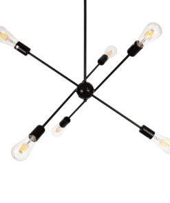 GloboStar® ZANE 00784 Μοντέρνο Φωτιστικό Οροφής Πλέγμα Πολύφωτο 6 x E27 IP20 Μαύρο Μέταλλο - Μ70 x Π70 x Υ100cm 13 00784 3