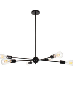 GloboStar® ZANE 00784 Μοντέρνο Φωτιστικό Οροφής Πλέγμα Πολύφωτο 6 x E27 IP20 Μαύρο Μέταλλο - Μ70 x Π70 x Υ100cm 14 00784 4