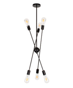 GloboStar® ZANE 00784 Μοντέρνο Φωτιστικό Οροφής Πλέγμα Πολύφωτο 6 x E27 IP20 Μαύρο Μέταλλο - Μ70 x Π70 x Υ100cm 15 00784 5