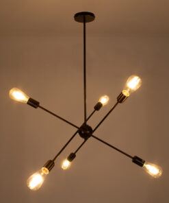 Alternative view of GloboStar® ZANE 00785 Μοντέρνο Φωτιστικό Οροφής Πλέγμα Πολύφωτο 6 x E27 IP20 Χάλκινο Μέταλλο - Μ70 x Π70 x Υ100cm