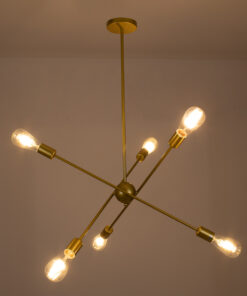 Alternative view of GloboStar® ZANE 00786 Μοντέρνο Φωτιστικό Οροφής Πλέγμα Πολύφωτο 6 x E27 IP20 Χρυσό Μέταλλο - Μ70 x Π70 x Υ100cm