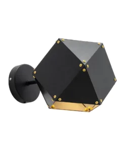 Alternative view of GloboStar® WELLES 00794 Μοντέρνο Επιτοίχιο Φωτιστικό Απλίκα Μονόφωτο 1 x E27 IP20 Μαύρο & Χρυσό Μέταλλο - Μ17 x Π28 x Υ17cm