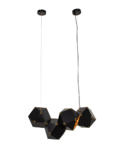 Alternative view of GLOBOSTAR® WELLES REPLICA 00796 Μοντέρνο Κρεμαστό Φωτιστικό Οροφής με Ντουί 4 x E14 AC 220-240V IP20 - Μαύρο & Χρυσό - Μ68 x Π32 x Υ30cm