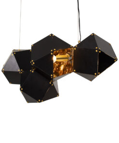 GLOBOSTAR® WELLES REPLICA 00796 Μοντέρνο Κρεμαστό Φωτιστικό Οροφής με Ντουί 4 x E14 AC 220-240V IP20 - Μαύρο & Χρυσό - Μ68 x Π32 x Υ30cm 11 00796 3