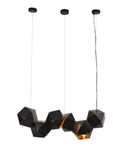 Alternative view of GLOBOSTAR® WELLES REPLICA 00797 Μοντέρνο Κρεμαστό Φωτιστικό Οροφής με Ντουί 6 x E14 AC 220-240V IP20 - Μαύρο & Χρυσό - Μ98 x Π32 x Υ30cm