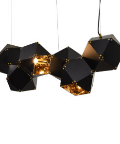 GLOBOSTAR® WELLES REPLICA 00797 Μοντέρνο Κρεμαστό Φωτιστικό Οροφής με Ντουί 6 x E14 AC 220-240V IP20 - Μαύρο & Χρυσό - Μ98 x Π32 x Υ30cm 11 00797 3