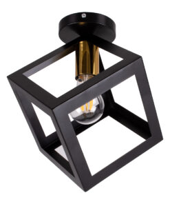GLOBOSTAR® CUBE 00799 Μοντέρνο Φωτιστικό Οροφής με Ντουί 1 x E27 AC 220-240V IP20 - Μαύρο & Χρυσό - Μ25 x Π25 x Υ25cm 13 00799 3