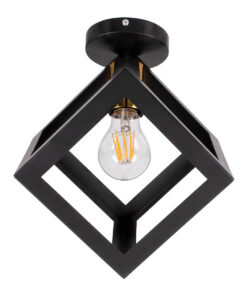 GLOBOSTAR® CUBE 00799 Μοντέρνο Φωτιστικό Οροφής με Ντουί 1 x E27 AC 220-240V IP20 - Μαύρο & Χρυσό - Μ25 x Π25 x Υ25cm 14 00799 4