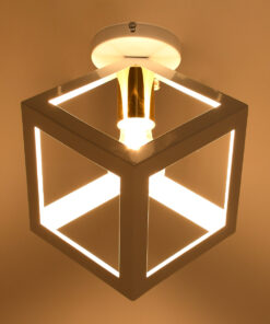 Alternative view of GLOBOSTAR® CUBE 00800 Μοντέρνο Φωτιστικό Οροφής με Ντουί 1 x E27 AC 220-240V IP20 - Λευκό & Χρυσό - Μ25 x Π25 x Υ25cm