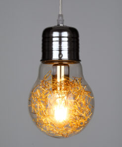 Alternative view of GLOBOSTAR® LAMP 00807 Μοντέρνο Κρεμαστό Φωτιστικό Οροφής με Ντουί 1 x E27 AC 220-240V IP20 - Διάφανο, Χρυσό & Ασημί - Μ15 x Π15 x Υ27cm