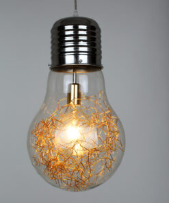 Alternative view of GLOBOSTAR® LAMP 00808 Μοντέρνο Κρεμαστό Φωτιστικό Οροφής με Ντουί 1 x E27 AC 220-240V IP20 - Διάφανο, Χρυσό & Ασημί - Μ30 x Π30 x Υ52cm