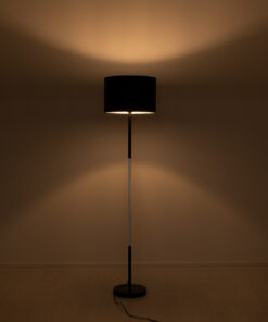 Alternative view of GloboStar® ASHLEY 00824 Μοντέρνο Επιδαπέδιο Φωτιστικό Μονόφωτο 1 x E27 IP20 Μαύρο Μέταλλο, Μαύρο Ύφασμα με Μπεζ Ξύλο - Μ40 x Π40 x Υ145cm