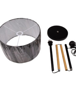 GloboStar® ASHLEY 00824 Μοντέρνο Επιδαπέδιο Φωτιστικό Μονόφωτο 1 x E27 IP20 Μαύρο Μέταλλο, Μαύρο Ύφασμα με Μπεζ Ξύλο - Μ40 x Π40 x Υ145cm 17 00824 8