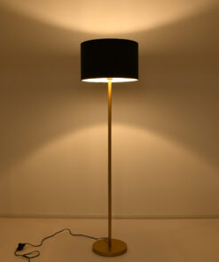 Alternative view of GloboStar® ASHLEY 00825 Μοντέρνο Επιδαπέδιο Φωτιστικό Μονόφωτο 1 x E27 IP20 Χρυσό Μέταλλο με Μαύρο Ύφασμα - Μ40 x Π40 x Υ148cm