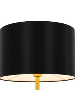 GloboStar® ASHLEY 00825 Μοντέρνο Επιδαπέδιο Φωτιστικό Μονόφωτο 1 x E27 IP20 Χρυσό Μέταλλο με Μαύρο Ύφασμα - Μ40 x Π40 x Υ148cm 13 00825 3