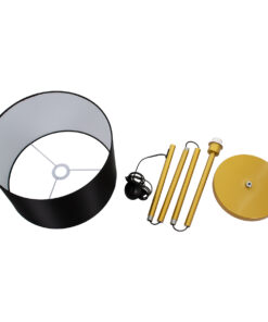 GloboStar® ASHLEY 00825 Μοντέρνο Επιδαπέδιο Φωτιστικό Μονόφωτο 1 x E27 IP20 Χρυσό Μέταλλο με Μαύρο Ύφασμα - Μ40 x Π40 x Υ148cm 18 00825 8