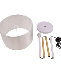 GloboStar® ASHLEY 00826 Μοντέρνο Επιδαπέδιο Φωτιστικό Μονόφωτο 1 x E27 IP20 Λευκό Μέταλλο, Λευκό Ύφασμα & Μπεζ Ξύλο - Μ40 x Π40 x Υ145cm 17 00826 8