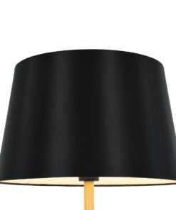 GloboStar® CEDAR 00827 Μοντέρνο Επιδαπέδιο Φωτιστικό Μονόφωτο 1 x E27 IP20 Μαύρο Μέταλλο, Μαύρο Ύφασμα με Μπεζ Ξύλο - Μ40 x Π40 x Υ148cm 12 00827 3