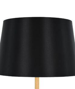 GloboStar® CEDAR 00827 Μοντέρνο Επιδαπέδιο Φωτιστικό Μονόφωτο 1 x E27 IP20 Μαύρο Μέταλλο, Μαύρο Ύφασμα με Μπεζ Ξύλο - Μ40 x Π40 x Υ148cm 14 00827 5