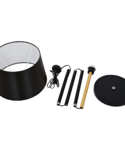 GloboStar® CEDAR 00827 Μοντέρνο Επιδαπέδιο Φωτιστικό Μονόφωτο 1 x E27 IP20 Μαύρο Μέταλλο, Μαύρο Ύφασμα με Μπεζ Ξύλο - Μ40 x Π40 x Υ148cm 17 00827 8