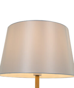 GloboStar® CEDAR 00828 Μοντέρνο Επιδαπέδιο Φωτιστικό Μονόφωτο 1 x E27 IP20 Λευκό Μέταλλο, Λευκό Ύφασμα με Μπεζ Ξύλο - Μ40 x Π40 x Υ148cm 12 00828 3