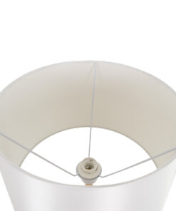 GloboStar® CEDAR 00828 Μοντέρνο Επιδαπέδιο Φωτιστικό Μονόφωτο 1 x E27 IP20 Λευκό Μέταλλο, Λευκό Ύφασμα με Μπεζ Ξύλο - Μ40 x Π40 x Υ148cm 13 00828 4