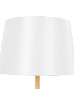 GloboStar® CEDAR 00828 Μοντέρνο Επιδαπέδιο Φωτιστικό Μονόφωτο 1 x E27 IP20 Λευκό Μέταλλο, Λευκό Ύφασμα με Μπεζ Ξύλο - Μ40 x Π40 x Υ148cm 14 00828 5